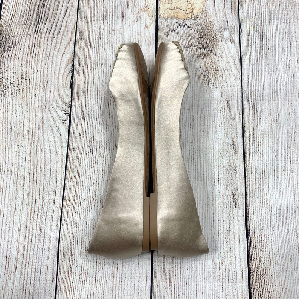 Very Volatile Champagne Satin Flats Velvet Laces - Picture 6 of 6